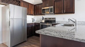 Fridge, dining tables