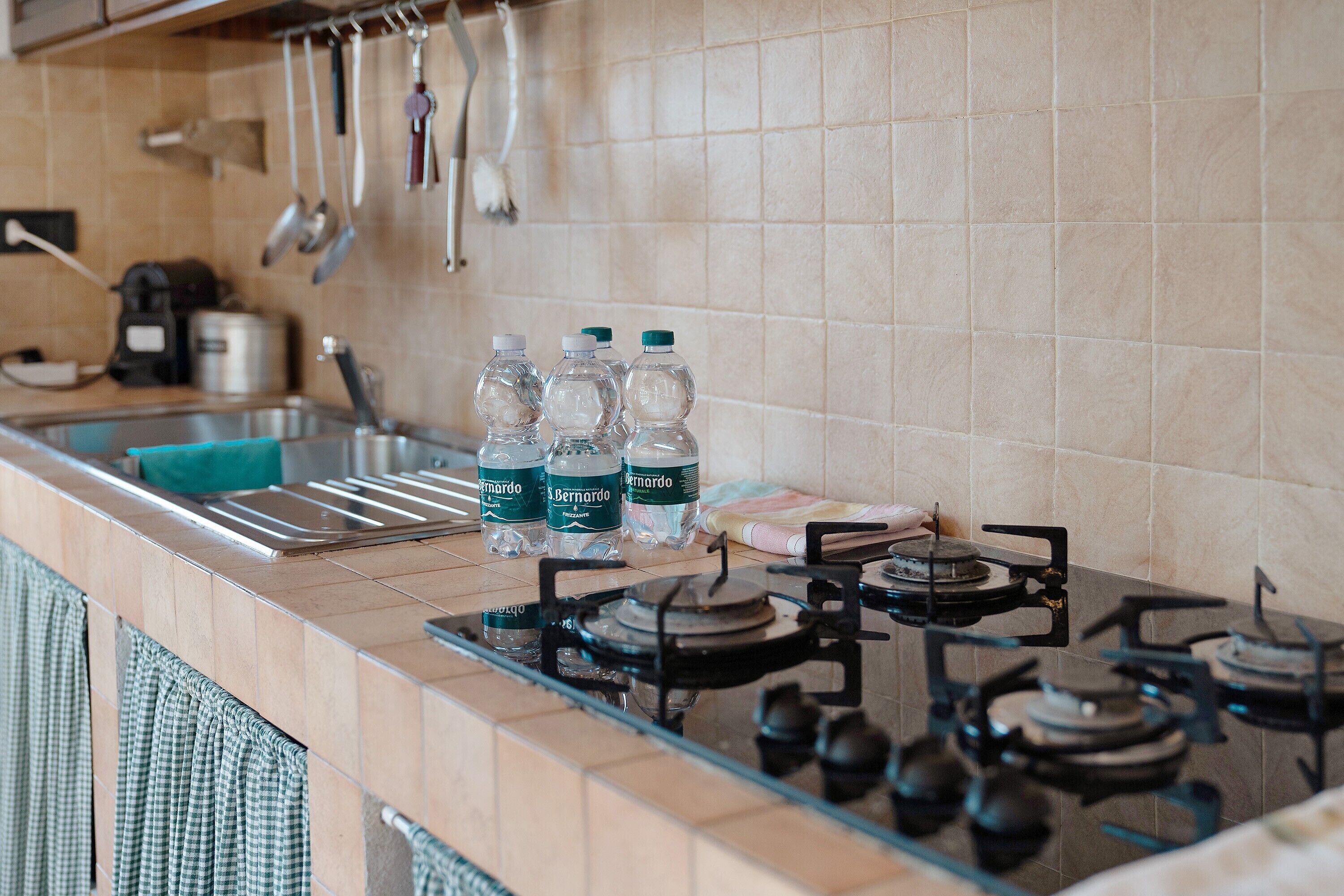 Fridge, oven, stovetop, coffee/tea maker