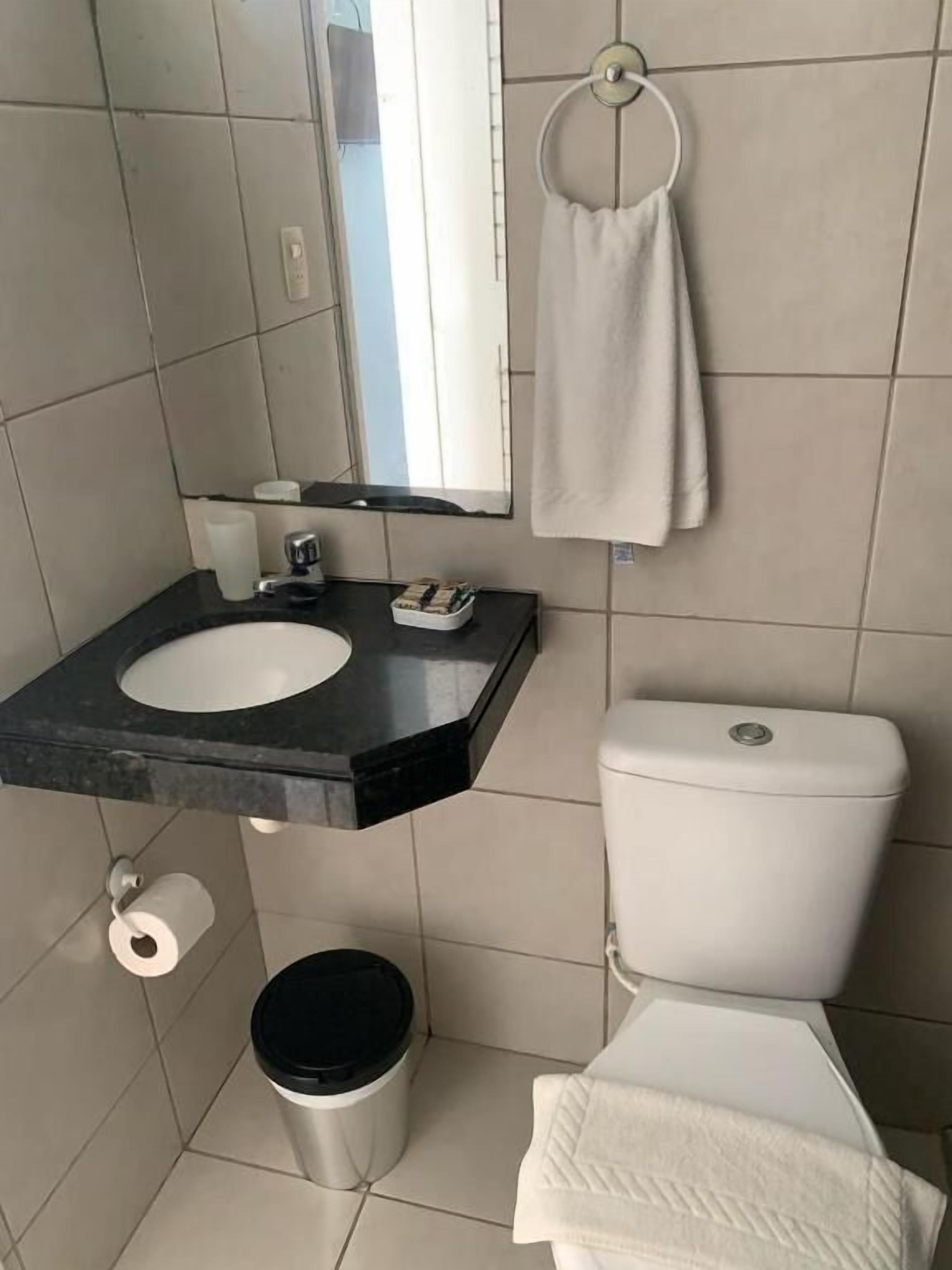 Shower, free toiletries, towels, soap