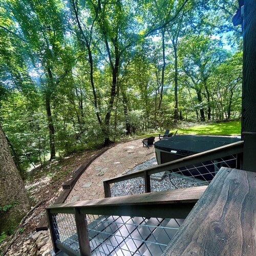 Tranquil Wooded Cabin Retreat with Hot Tub & Fire Pit