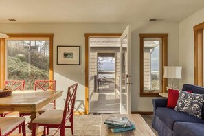 TV, fireplace, offices - Anchor House -  Ocean View Home with Lookout Tower (Neskowin)