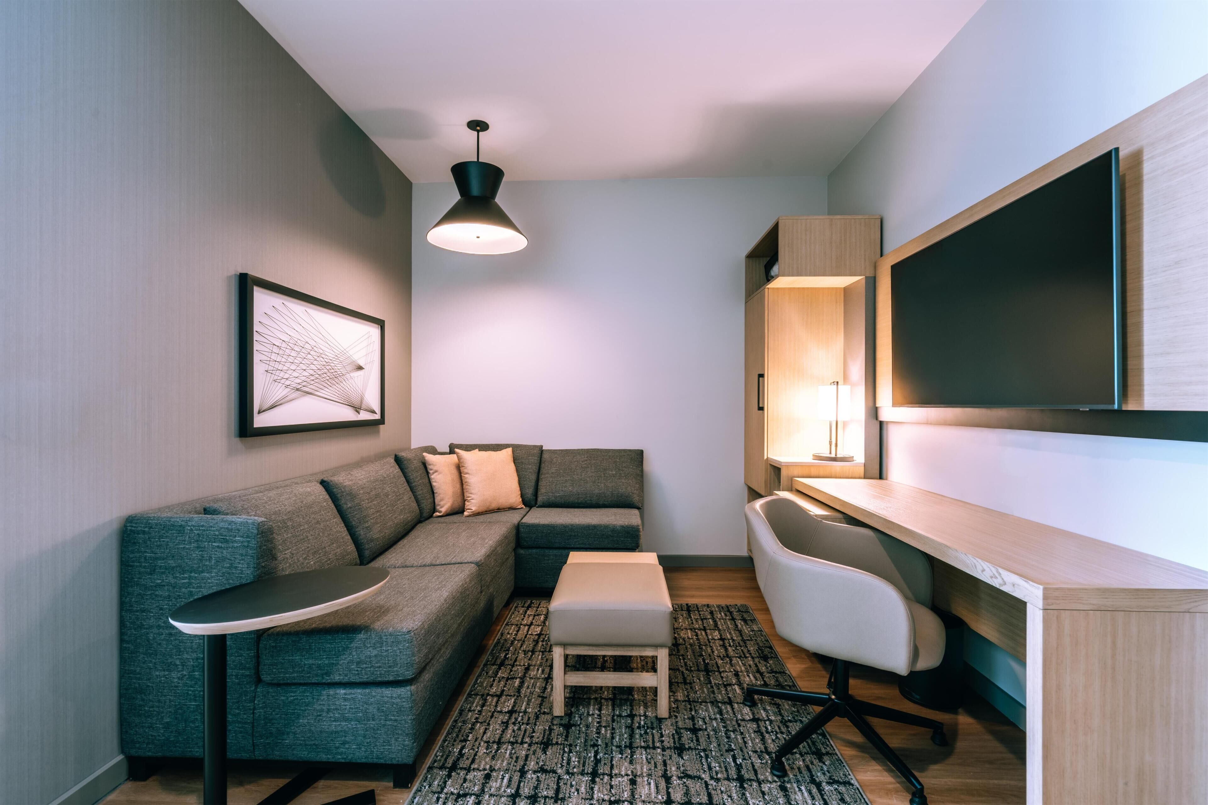 Suite, Accessible Bathtub, Corner (2 Queen Beds & 1 Sofa Bed) | In-room safe, desk, laptop workspace, blackout drapes