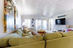 Condo, Multiple Beds, Pool Access, Ocean View (102 Sailmaker) | Living area - Beachfront Condo With Outdoor Pool, Patio & Washer/dryer - Dog-friendly (Fernandina Beach)