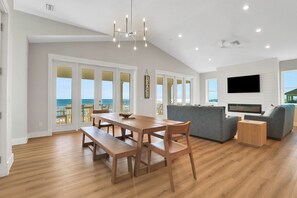 House, Multiple Beds, Hot Tub, Ocean View (Ocean Breeze) | Living area - Brand new Oceanfront Home With Private hot Tub,outdoor Shower and Grill (Flagler Beach)
