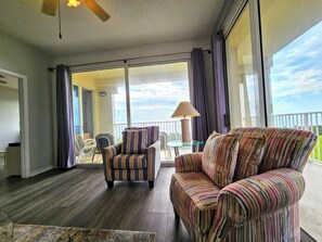 Condo, Multiple Beds, Patio, Ocean View (Wave Watch) | Living area - Breathtaking 5th Floor Ocean Views. Corner Unit Wraparound Balcony! 3 Pools (Palm Coast)