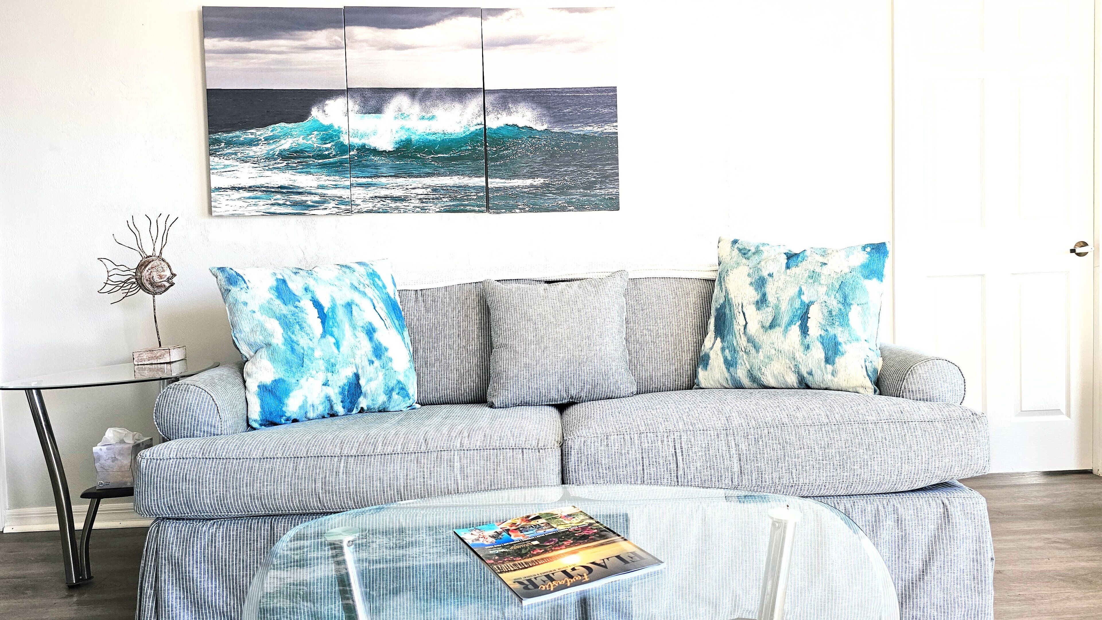 شقة - عدة أسرّة - برواق - بمنظر للمحيط (Wave Watch) | منطقة المعيشة