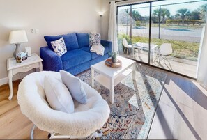 Condo, 1 King Bed with Sofa bed, Pool Access, Pool View (Cottage Pearl) | Living area - Cozy Condo With Shared Pool, Close to Historic Downtown st Augustine (St. Augustine)