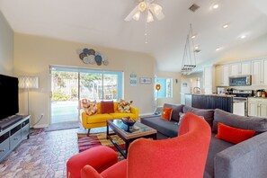 House, Multiple Beds, Pool Access, Pool View (Casa Gemini) | Living area - Cheerful Home With Private Pool Close to the Beach & Downtown (St. Augustine)