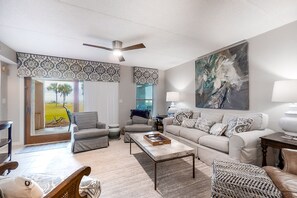 Condo, Multiple Beds, Pool Access, Ocean View (203 Sailmaker) | Living area - Sailmaker 203 Lovely 2BR Oceanfront Patio Pool (Fernandina Beach)