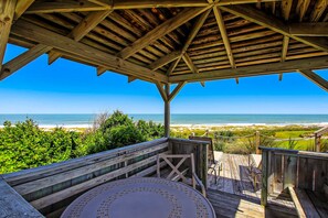 A wooden deck with a view of the beach and ocean. - 1179 Beach Walker (Fernandina Beach)