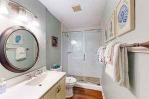House, Multiple Beds, Patio, Garden View (Magnolia Cottage) | Bathroom | Towels - Charming Dog-friendly Home With Deck, Golf Nearby, Full Kitchen, & Washer/dryer (St. Simons Island)