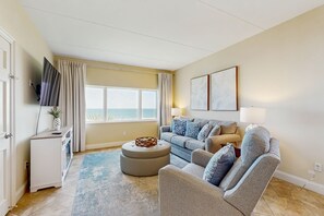 Condo, Multiple Beds, Patio, Ocean View (225-26 Sandcastles) | Living area - Dual Suites & Ocean Views at Sandcastles Villas Pool, 2 Balconies & Golf (Fernandina Beach)