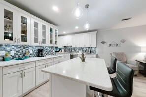 House, Multiple Beds, Patio, Garden View (1217 Lagoon Villas) | Private kitchen - Lagoon Villa Home W/private Patio, Serene Views, Great Location, & A/C - Dog OK (Fernandina Beach)