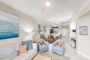 Condo, Multiple Beds, Patio, Ocean View (8 Ocean Place) | Living area - Luxurious Oceanfront Condo With Private Balcony, 2 Pools, and Beach Access (Fernandina Beach)