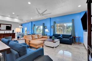 House, Multiple Beds, Patio, Ocean View (The Marvelous 24) | Living area - Immaculate, Modern Stay Steps to Beach With Amazing Ocean Views (Flagler Beach)