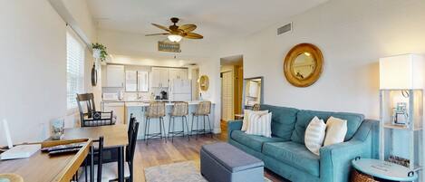 Condo, Multiple Beds, Pool Access, Ocean View (Joyful on Jax Beach) | Living area