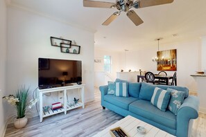 House, Multiple Beds, Pool Access, Pool View (Tidelands Townhome Unit 321) | Living area - Immaculate Townhome in Upscale Community w/ Pool & Balcony - Near Beach (Palm Coast)