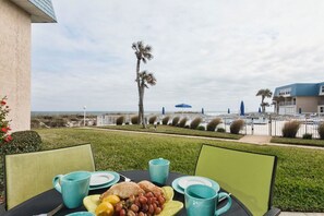 Condo, Multiple Beds, Patio, Ocean View (Crescent Sandpiper 116 Island Life) | Outdoor dining - Island-themed Living With Furnished Patio, Shared Pool & Beach Access (St. Augustine)