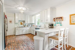 House, Multiple Beds, Patio, Garden View (My Best Friend's House) | Private kitchen - Relaxing, Dog-friendly Home With Furnished Patio, Washer/dryer, Wifi, & AC (St. Simons Island)