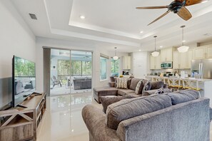 House, Multiple Beds, Patio, Garden View (Casa Campo) | Living area - Spacious House With Private Covered Patio, Work Station, Full Kitchen and Grill (Palm Coast)