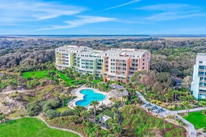 Aerial view - Oceanfront Condo With Balcony, AC, Views & Outdoor Pool - Dog-friendly (Fernandina Beach)