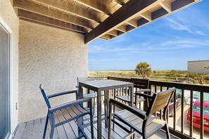 Condo, Multiple Beds, Patio, Ocean View (109 Sand Dollar Villas) | Outdoor dining - Ocean-view Condo With Pool, Balcony, AC & W/D - Walk to Beach & Near Downtown (Fernandina Beach)