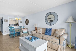 Condo, Multiple Beds, Pool Access, Garden View (St Aug Ocean and Racquet 2104) | Living area - Spacious 2BR Resort Condo Beach, Hot Tubs & Family-friendly Fun (St. Augustine)