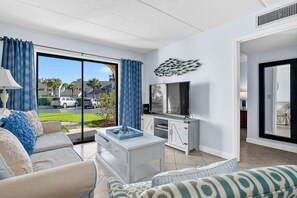 Condo, Multiple Beds, Pool Access, Garden View (St Aug Ocean and Racquet 2104) | Living area - Spacious 2BR Resort Condo Beach, Hot Tubs & Family-friendly Fun (St. Augustine)