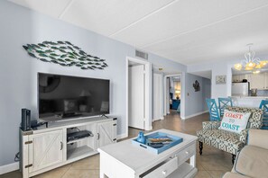 Condo, Multiple Beds, Pool Access, Garden View (St Aug Ocean and Racquet 2104) | Living area - Spacious 2BR Resort Condo Beach, Hot Tubs & Family-friendly Fun (St. Augustine)