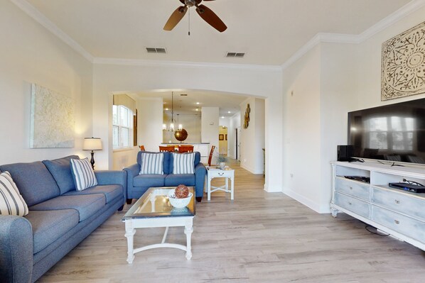 Condo, Multiple Beds, Hot Tub (A Wave From It All) | Living area - Second Floor, Dog-friendly Condo With Shared Pool, High-speed Wifi, & Central AC (Palm Coast)