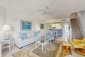 Condo, Multiple Beds, Patio, Beach View (Surf in STA) | Living area - Oceanview Condo With Beach Access, Pool, Tennis Courts and Private Patio (St. Augustine)