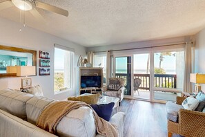 Condo, Multiple Beds, Balcony, Ocean View (Ocean Waves Cove) | Living area - Oceanfront Condo With Resort Amenities, Beach Access and Pool (St. Augustine)