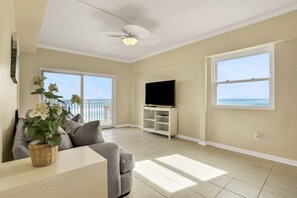 Condo, Multiple Beds, Pool Access, Ocean View (Beachside Surf Haven) | Living area - Oceanfront Condo With Pool, Amazing View, Balcony & Beach Access (Jacksonville Beach)