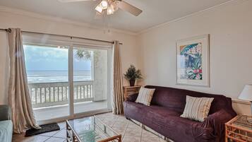 House, Multiple Beds, Patio, Ocean View (Four Winds Oceanfront Condo) | Living area