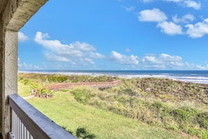 House, Multiple Beds, Patio, Ocean View (Four Winds Oceanfront Condo) | View from room - Oceanfront Townhouse With Shared Pools, Ocean View, Wifi, W/d, and Central AC (St. Augustine)