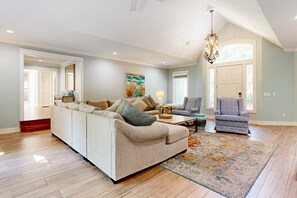 House, Multiple Beds, Pool Access, Ocean View (13 Green-Winged Teal) | Living area - Spacious Home With Patio, Deck, Private Outdoor Pool, & Beach Access (Fernandina Beach)