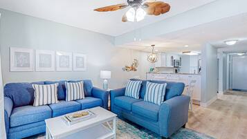 Condo, Multiple Beds, Pool Access, Beach View (The Sandpiper) | Living area