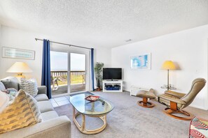 House, Multiple Beds, Patio, Beach View (Vilano's Edge Full Home) | Living area - Oceanfront Home w/ two Kitchens, Furnished Patio & Balcony, & Beach Access (St. Augustine)