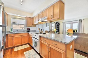 House, Multiple Beds, Patio, Beach View (Vilano's Edge Full Home) | Private kitchen - Oceanfront Home w/ two Kitchens, Furnished Patio & Balcony, & Beach Access (St. Augustine)