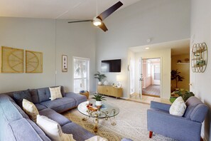 Condo, Multiple Beds, Balcony, Garden View (Salt & Feather) | Living area - Spacious Condo With 2 Private Balconies, Beach Access and Pool (St. Augustine)