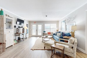 House, Multiple Beds, Patio, Garden View (Whale Tale - Main) | Living area - Ocean-view Hideaway Steps to Beach Snowbird Availability (Fernandina Beach)