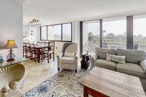 Condo, Multiple Beds, Patio, Ocean View (1129 Beach Walker) | Living area - Spacious Condo With Beach Access, Balcony, AC & Outdoor Pool (Fernandina Beach)