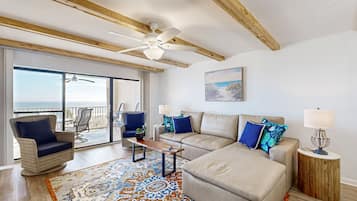 Condo, Multiple Beds, Patio, Ocean View (302 Atlantis on Amelia) | Living area