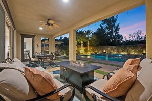 Outdoor dining - Mosaic - 4 BR w/ pool, spa, fire pits! (La Quinta)