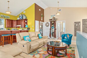 House, Multiple Beds, Balcony, Partial Ocean View (Island Breeze) | Living area - Two-level Home With Partial Ocean View, Balcony, Wifi, & W/D - Walk to the Beach (St. Augustine)