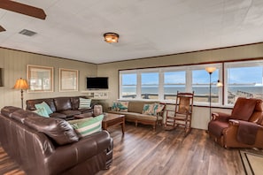 House, Multiple Beds, Balcony, Beach View (Whales Rest) | Living area - Updated Beachfront Home W/great Beach Views, gas Grill, Multiple Balconies, W/D (St. Augustine)