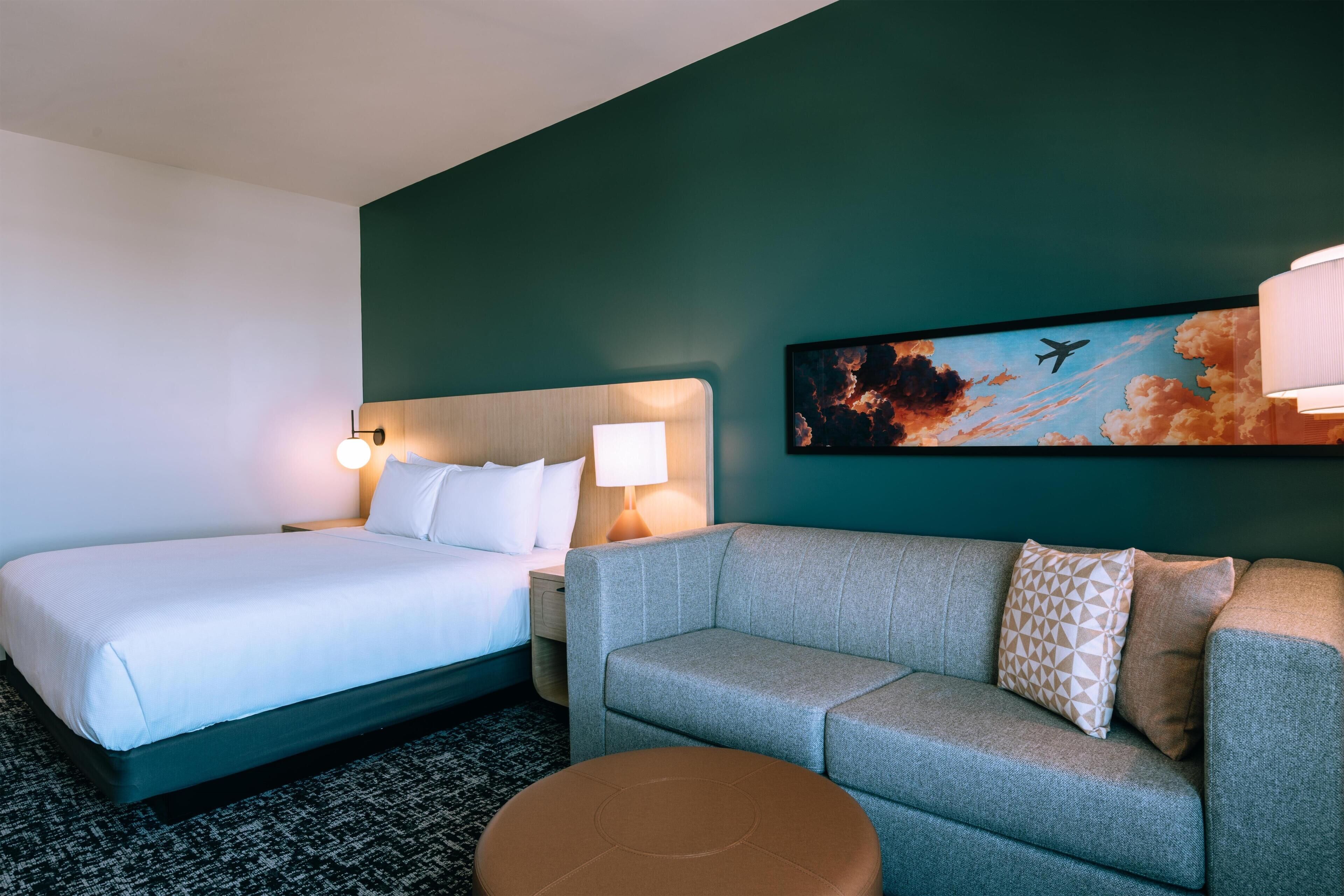 In-room safe, desk, laptop workspace, blackout curtains