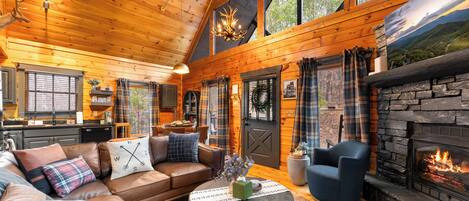 Smart TV, fireplace, video games, stereo