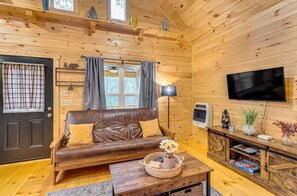 TV - Peaceful Smoky Mountain Cabin with Fire Pit and Scenic Deck (Murphy)