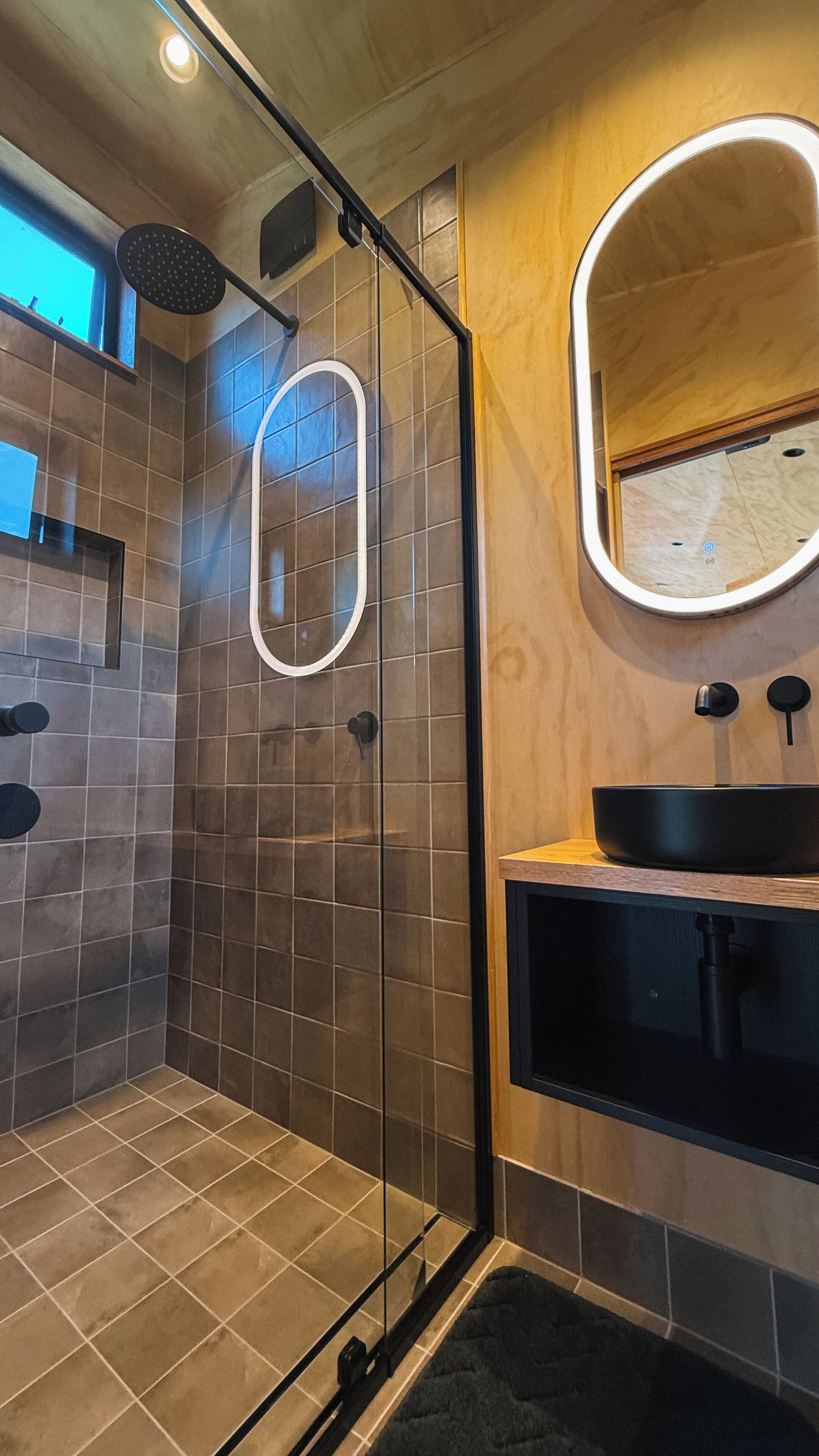 Shower, towels, soap, toilet paper